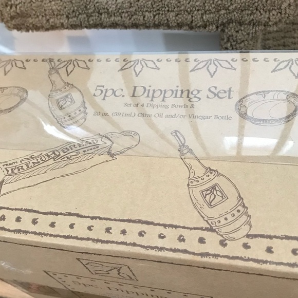 New 5-pc Artisan Signature Housewares Ceramic Dipping Set with Cruet Bottle NIB - Picture 4 of 5